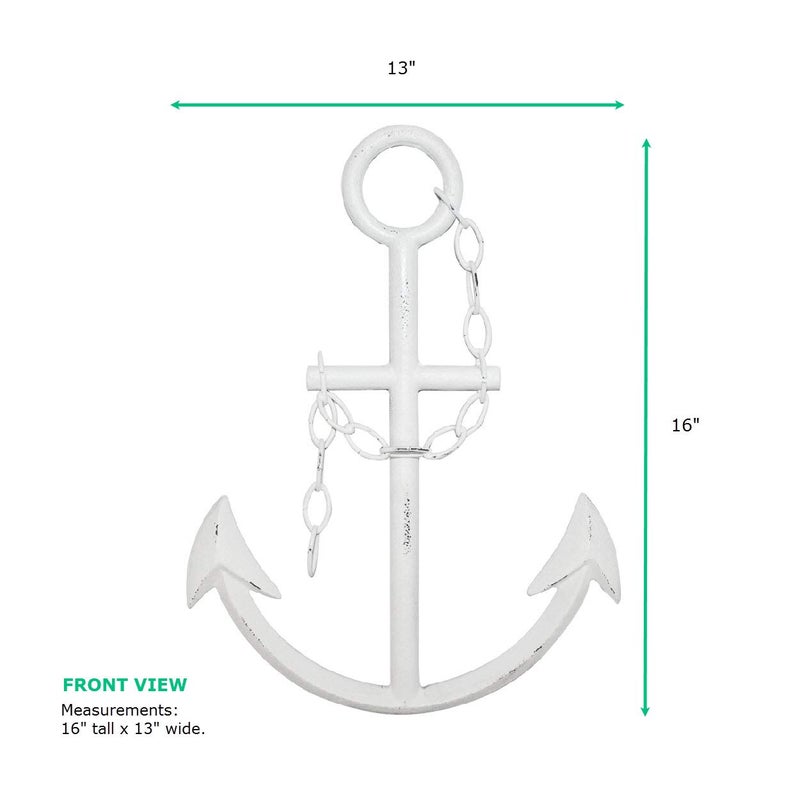 Wallcharmers Wall Charmers 16" Rustic Cast Iron Metal Anchor Wall Decor - Boat Anchor Farmhouse Decor - Handmade Nautical Decor (White) - Image 5